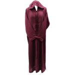 Men's Moroccan Rich Soft Cotton Burgundy Hooded Thobe Jubba Djellaba (2)