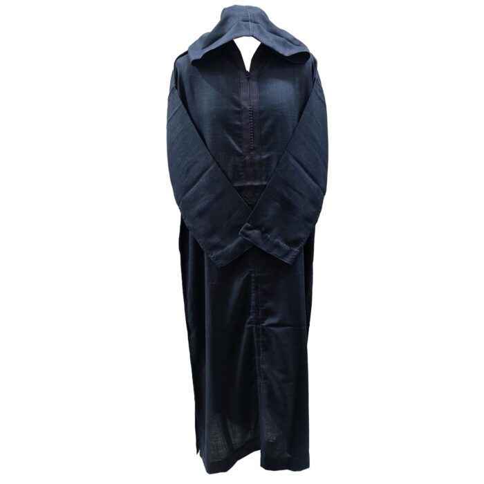 Men's Moroccan Rich Soft Cotton Navy Blue Hooded Thobe Jubba Djellaba
