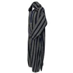 Men’s Navy Blue Striped Moroccan Long Sleeve Hooded Cotton Thobe Jubba Djellaba (1)
