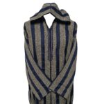 Men’s Navy Blue Striped Moroccan Long Sleeve Hooded Cotton Thobe Jubba Djellaba (3)