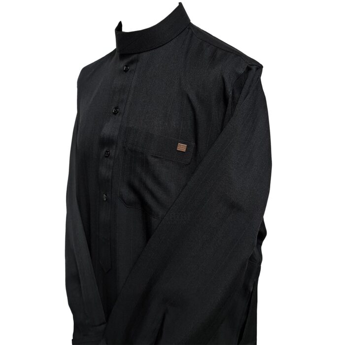 Men's Nusuki High Quality Thick Black Long Cuff Sleeve Thobe Jubba (1)