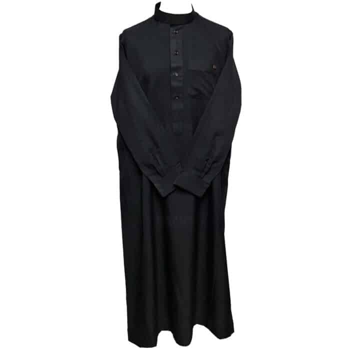 Men's Nusuki High Quality Thick Black Long Cuff Sleeve Thobe Jubba (2)