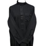 Men's Nusuki High Quality Thick Black Long Cuff Sleeve Thobe Jubba (3)