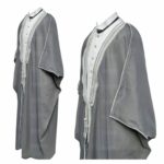 Men's Premium 3 Quarter Sleeve Arabian Bisht Grey Silver Cloak Arab Dress Thobe Islam Robe Eid (4)