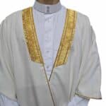 Men's Premium Half Sleeve Arabian Bisht مشلح Cloak Cream Gold Arab Dress Mishlah Robe Eid (1)