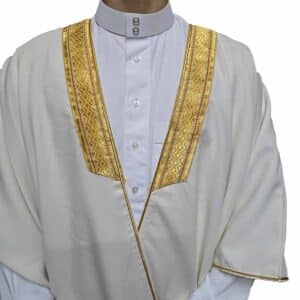 Men's Premium Half Sleeve Arabian Bisht مشلح Cloak Cream Gold Arab Dress Mishlah Robe Eid (1)