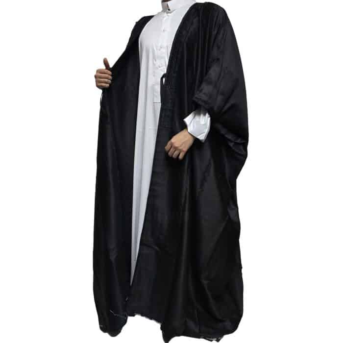 Men’s Royal Premium Arabian Bisht Long Sleeves Cloak Arab Dress Thobe Islam Robe Eid Blk (3)