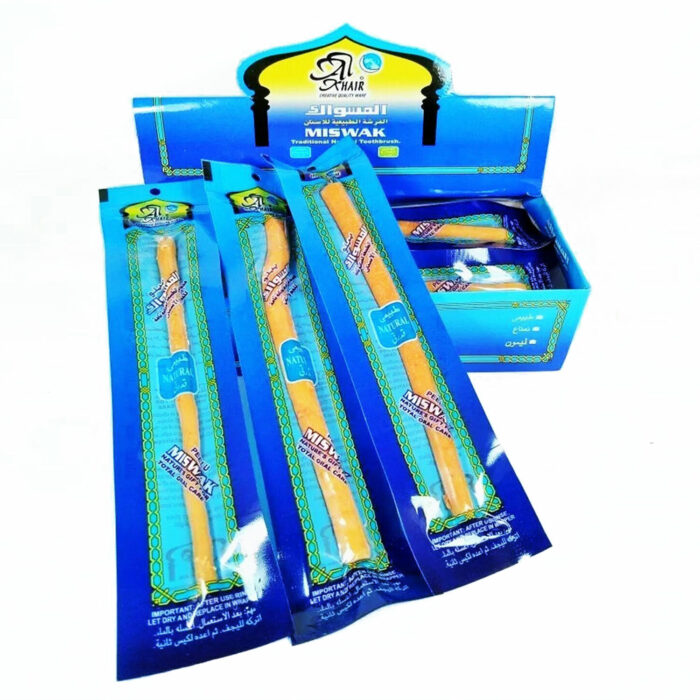 A wonderful, natural solution to effectively and safely maintain oral hygiene. Why use Miswak / Sewak instead of a toothbrush  Scientifically as well, it has been proven that Miswak is very good for gums maintenance and it kills bad odour, overall, it improves your taste buds and makes your teeth whiter. Research also indicates that Miswak suppresses decay-causing bacteria, gingivitis and plaque formation among many other benefits.  Natural way of brushing teeth - An organic Product Keeps you safe against all teeth diseases Kills bad odour. Requires no toothpaste. Easy to carry around. Sunnah of the Prophet Muhammad (pbuh)