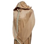 Moroccan Beige Striped Zip Front Long Sleeve Hooded Thobe Jubba Djellaba (11)