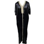Moroccan Black Shiny Short Sleeves Thobe Jubba Kandora Dishdasha (18)
