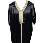 Moroccan Black Shiny Short Sleeves Thobe Jubba Kandora Dishdasha (19)