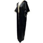 Moroccan Black Shiny Short Sleeves Thobe Jubba Kandora Dishdasha (20)