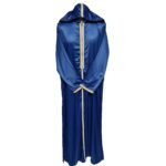 Moroccan Blue Striped Zip Front Long Sleeve Hooded Thobe Jubba Djellaba (5)