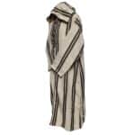 Moroccan Brown Cream Striped Cashmere Wool Blend Hooded Thobe Djellaba (4)