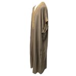 Moroccan Cotton Beige Short Sleeve Thobe Jubba Kandora Dishdasha (63)
