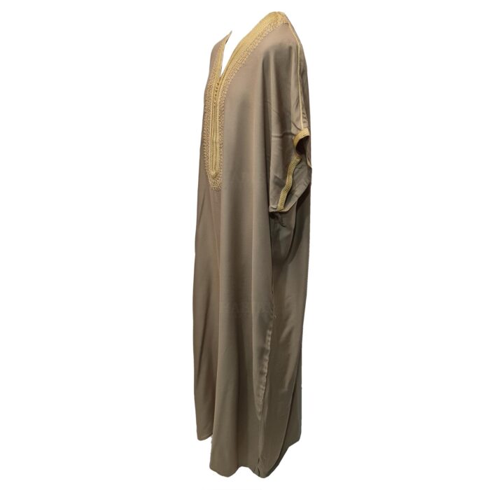 Moroccan Cotton Beige Short Sleeve Thobe Jubba Kandora Dishdasha (63)