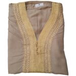 Moroccan Cotton Beige Short Sleeve Thobe Jubba Kandora Dishdasha (64)