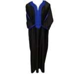 Moroccan Cotton Black 3 Quarter Sleeve Thobe Jubba Kandora Dishdasha (2)