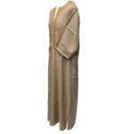 Moroccan Cotton Blend Beige 3 Quarter Sleeve Thobe Jubba Kandora Dishdasha (14)