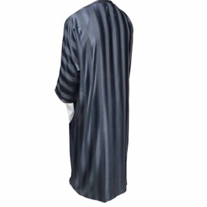 Moroccan Cotton Blend Blue Grey 3 Quarter Sleeve Thobe Jubba Kandora Dishdasha M3qsatash 2527 (1)