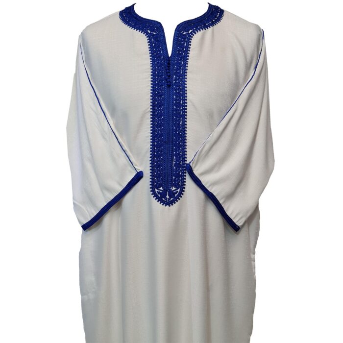 Moroccan Cotton Blend Cream 3 Quarter Sleeve Thobe Jubba Kandora Dishdasha (21)