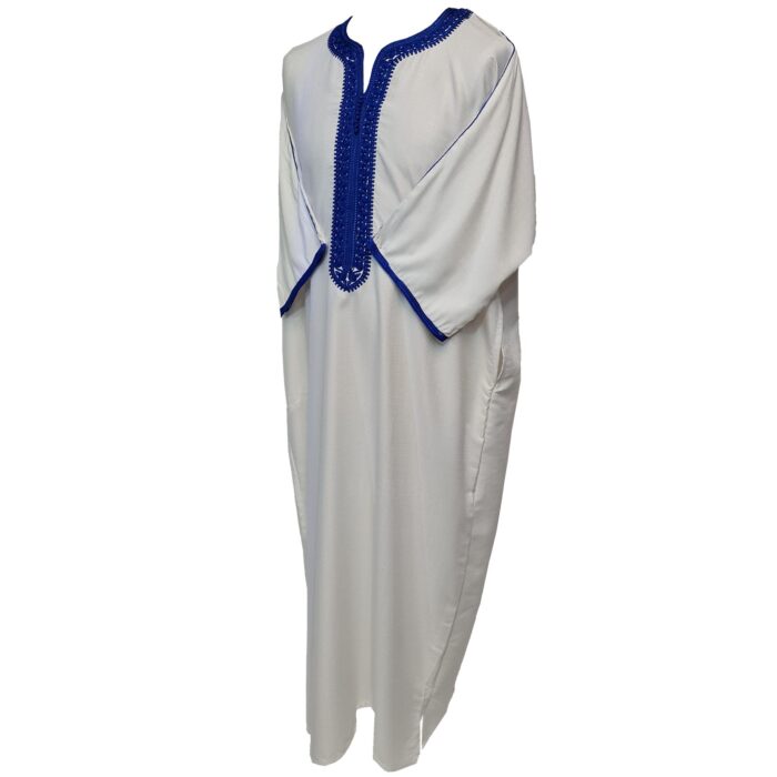 Moroccan Cotton Blend Cream 3 Quarter Sleeve Thobe Jubba Kandora Dishdasha (22)