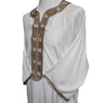 Moroccan Cotton Blend Cream 3 Quarter Sleeve Thobe Jubba Kandora Dishdasha M3qsatash 5555 (5)