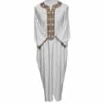 Moroccan Cotton Blend Cream 3 Quarter Sleeve Thobe Jubba Kandora Dishdasha M3qsatash 5555 (6)