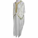 Moroccan Cotton Blend Cream Gold 3 Quarter Sleeve Thobe Jubba Kandora Dishdasha M3qsatash 4444(4)