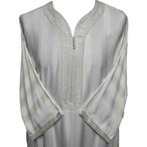 Moroccan Cotton Blend Cream Off White 3 Quarter Sleeve Thobe Jubba Kandora Dishdasha M3qsatash 66aa (4)