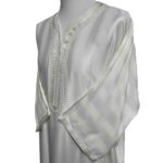 Moroccan Cotton Blend Cream Off White 3 Quarter Sleeve Thobe Jubba Kandora Dishdasha M3qsatash 66aa (6)