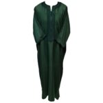Moroccan Cotton Blend Dark Green 3 Quarter Sleeve Thobe Jubba Kandora Dishdasha (108)