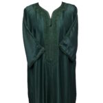 Moroccan Cotton Blend Dark Green 3 Quarter Sleeve Thobe Jubba Kandora Dishdasha (14)