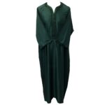 Moroccan Cotton Blend Dark Green 3 Quarter Sleeve Thobe Jubba Kandora Dishdasha (43)