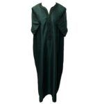 Moroccan Cotton Blend Dark Green 3 Quarter Sleeve Thobe Jubba Kandora Dishdasha (47)