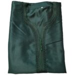 Moroccan Cotton Blend Dark Green 3 Quarter Sleeve Thobe Jubba Kandora Dishdasha (50)