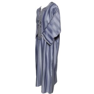 Moroccan Cotton Blend Grey 3 Quarter Sleeve Thobe Jubba Kandora Dishdasha(9)