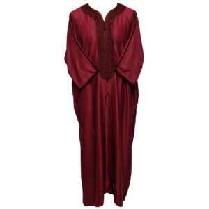 Moroccan Cotton Blend Maroon 3 Quarter Sleeve Thobe Jubba Kandora Dishdasha (13)