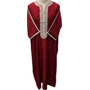 Moroccan Cotton Blend Maroon 3 Quarter Sleeve Thobe Jubba Kandora Dishdasha (26)