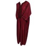 Moroccan Cotton Blend Maroon 3 Quarter Sleeve Thobe Jubba Kandora Dishdasha (9)