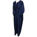 Moroccan Cotton Blend Navy 3 Quarter Sleeve Thobe Jubba Kandora Dishdasha (13)