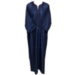 Moroccan Cotton Blend Navy 3 Quarter Sleeve Thobe Jubba Kandora Dishdasha (14)