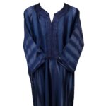 Moroccan Cotton Blend Navy 3 Quarter Sleeve Thobe Jubba Kandora Dishdasha (19)