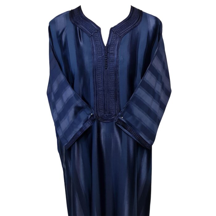 Moroccan Cotton Blend Navy 3 Quarter Sleeve Thobe Jubba Kandora Dishdasha (19)