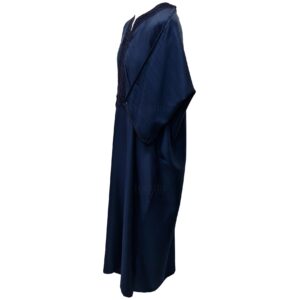 Moroccan Cotton Blend Navy 3 Quarter Sleeve Thobe Jubba Kandora Dishdasha (4)