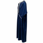 Moroccan Cotton Blend Navy Blue 3 Quarter Sleeve Thobe Jubba Kandora Dishdasha (4)