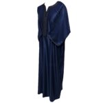Moroccan Cotton Blend Navy Blue 3 Quarter Sleeve Thobe Jubba Kandora Dishdasha (9)