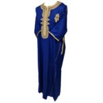 Moroccan Cotton Blend Royal Blue 3 Quarter Sleeve Thobe Jubba Kandora Dishdasha (19)