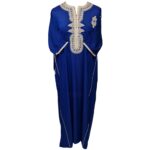 Moroccan Cotton Blend Royal Blue 3 Quarter Sleeve Thobe Jubba Kandora Dishdasha (23)