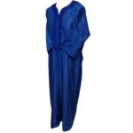 Moroccan Cotton Blend Royal Blue 3 Quarter Sleeve Thobe Jubba Kandora Dishdasha (44)